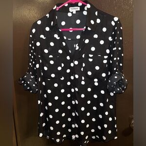Black/White polka dot button down